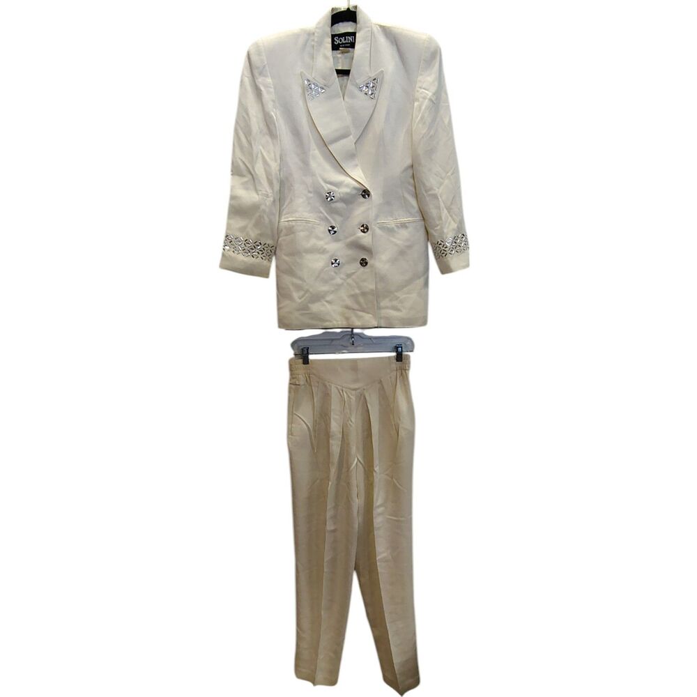 Solini Bling Front Vintage Ivory dress Suit‎ set
